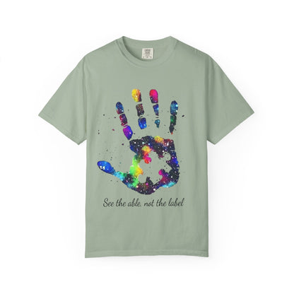 Autism Awareness Handprint T-Shirt — "See the Able, Not the Label"
