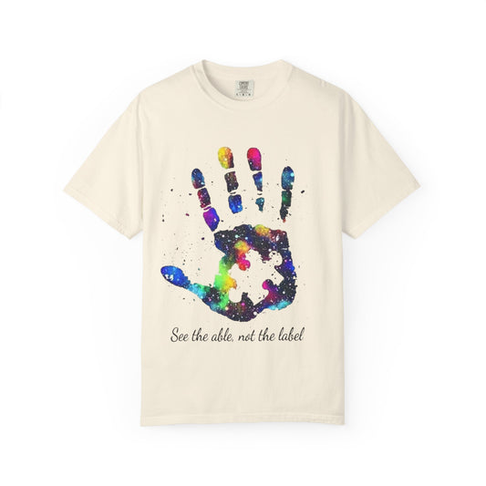 Autism Awareness Handprint T-Shirt — "See the Able, Not the Label"