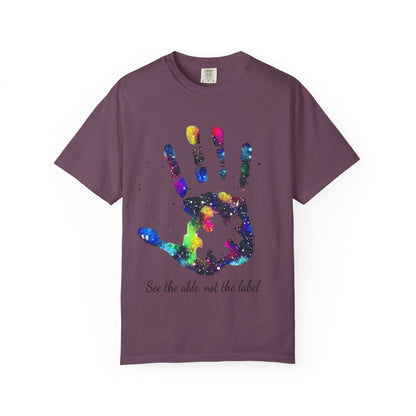 Autism Awareness Handprint T-Shirt — "See the Able, Not the Label"