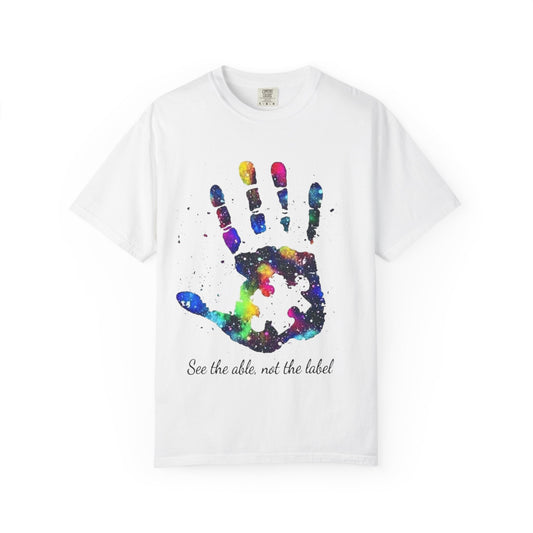 Autism Awareness Handprint T-Shirt — "See the Able, Not the Label"
