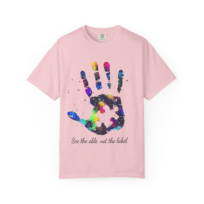 Autism Awareness Handprint T-Shirt — "See the Able, Not the Label"